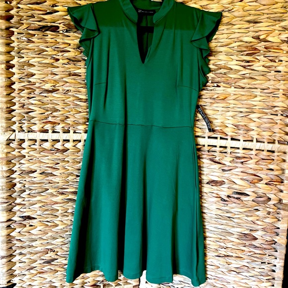 Bright green Ny&Co 100% cotton dress. Stretchy, versatile and comfortable - Picture 3 of 7